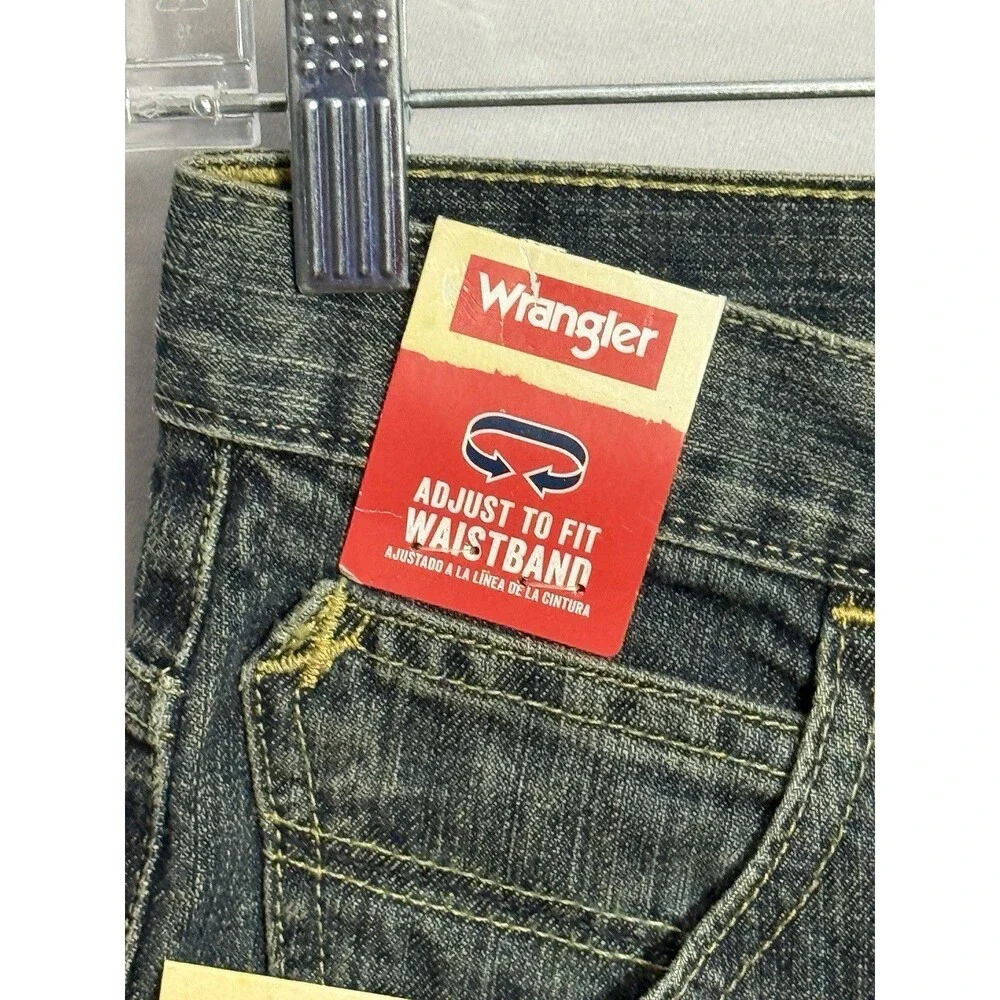Wrangler Five Star Boys Jeans 14 Regular Straight Dark Wash Adjustable NWT